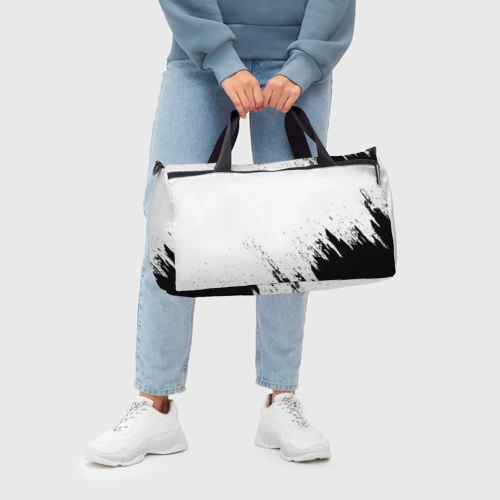 Сумка спортивная 3D с принтом [Mercedes-Benz] - White texture, вид сзади #2