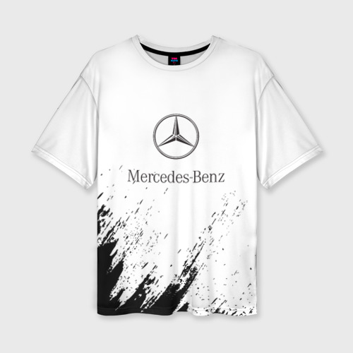 Женская футболка oversize 3D [Mercedes-Benz] - White texture, цвет 3D печать