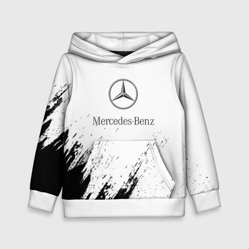 Детская толстовка 3D с принтом [Mercedes-Benz] - White texture, вид спереди #2