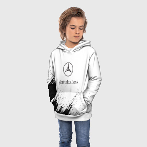 Детская толстовка 3D с принтом [Mercedes-Benz] - White texture, фото на моделе #1