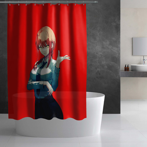 Штора 3D для ванной Макима просто Человек бензопила - фото 3