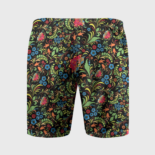 Мужские шорты спортивные Цветочный Узор хохлома, цвет 3D печать - фото 2