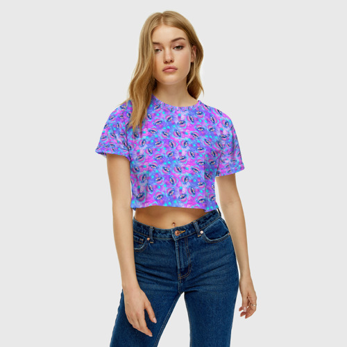 Женская футболка Crop-top 3D Магические Грибы, цвет 3D печать - фото 3