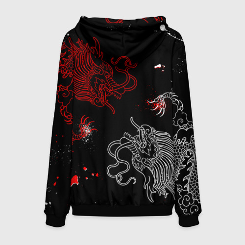 Мужская толстовка 3D Китайский дракон Красно - Белый, цвет черный - фото 2