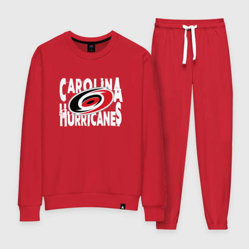 Женский костюм хлопок с принтом Каролина Харрикейнз, Carolina Hurricanes, вид спереди #2