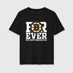 Женская футболка хлопок Oversize Forever not just when We win, Boston Bruins, Бостон Брюинз