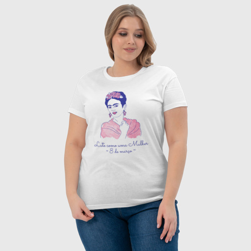 Женская футболка хлопок Фрида Кало - Бей как девчонка, цвет белый - фото 6