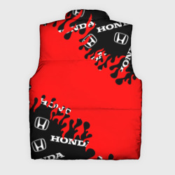 Жилет с принтом Honda нарисованный огонь для мужчины, вид сзади №1. Цвет основы: черный