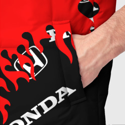 Жилет с принтом Honda нарисованный огонь для мужчины, вид на модели спереди №4. Цвет основы: черный