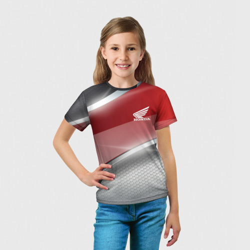 Детская футболка 3D с принтом Honda Текстура, вид сбоку #3