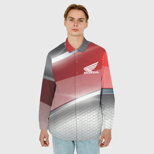 Мужская рубашка oversize 3D с принтом Honda Текстура, фото на моделе #1
