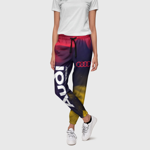 Женские брюки 3D с принтом АУДИ | Autosport | Пламя, фото на моделе #1