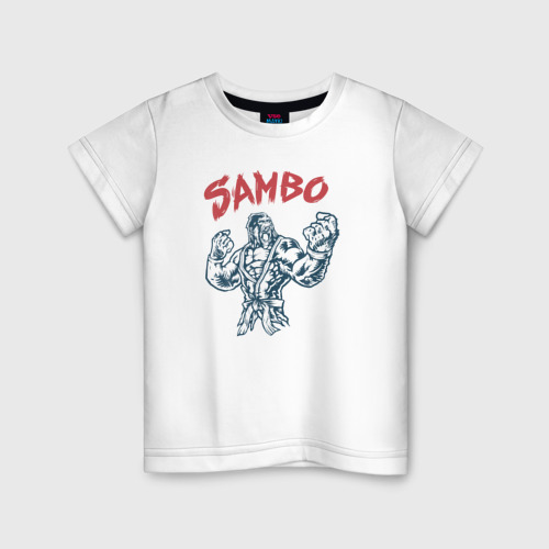 Детская футболка из хлопка с принтом Самбо горилла в ярости, вид спереди №1