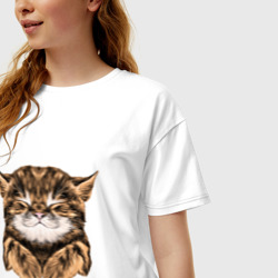 Женская футболка хлопок Oversize Котёнок Тойгер - фото 2