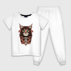 Котёнок мейн-кун – Пижама из хлопка с принтом купить со скидкой в -9%