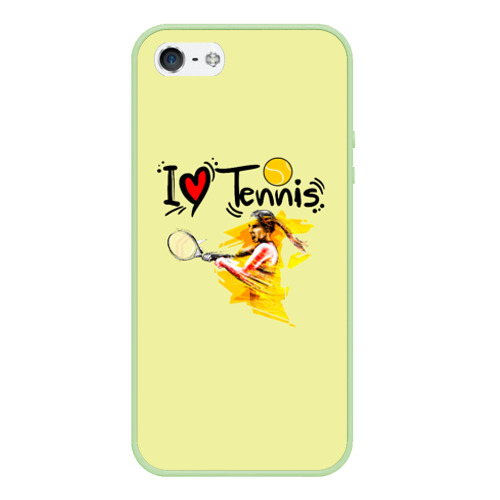 Чехол для iPhone 5/5S матовый Я Люблю Tennis, цвет салатовый