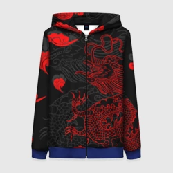 Женская толстовка 3D на молнии Дракон Китайский