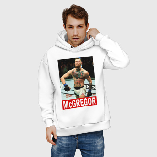 Мужское худи Oversize хлопок Конор МакГрегор McGregor, цвет белый - фото 3