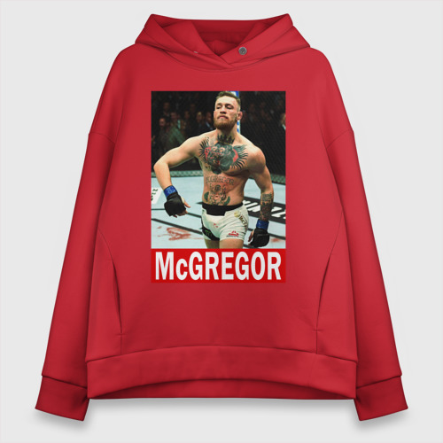 Женское худи Oversize хлопок Конор МакГрегор McGregor, цвет красный