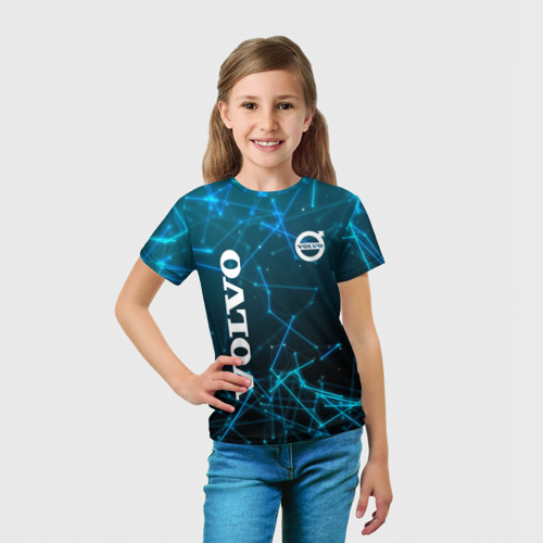 Детская футболка 3D с принтом Volvo Geometry, вид сбоку #3