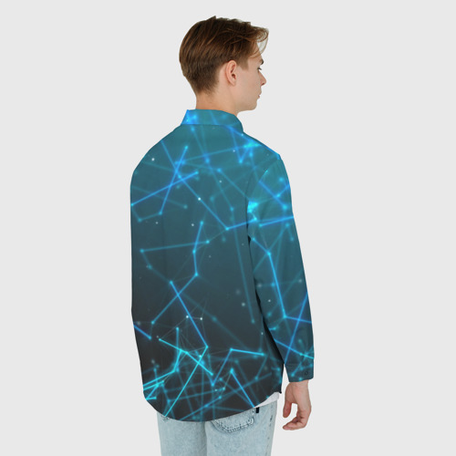 Мужская рубашка oversize 3D с принтом Volvo Geometry, вид сзади #2