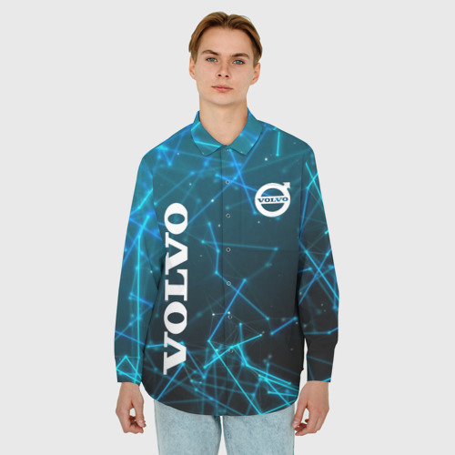 Мужская рубашка oversize 3D с принтом Volvo Geometry, фото на моделе #1