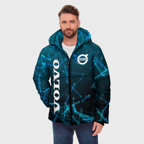 Мужская зимняя куртка 3D с принтом Volvo Geometry, фото на моделе #1