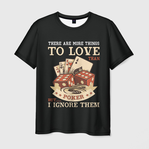 Мужская футболка с принтом Люблю Покер, вид спереди №1