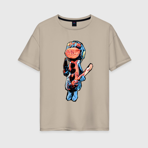 Женская футболка хлопок Oversize Бабка Гренни арт, цвет миндальный
