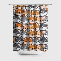 Штора 3D для ванной Веселые shiba inu