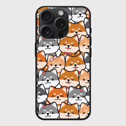 Чехол силиконовый для Apple iPhone 15 Pro матовый Веселые shiba inu
