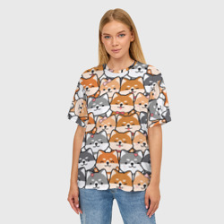 Женская футболка oversize 3D Веселые shiba inu - фото 2