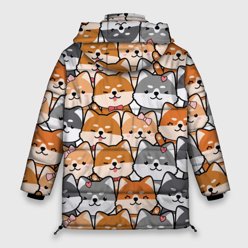 Женская зимняя куртка Oversize Веселые shiba inu, цвет красный - фото 2