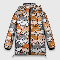 Женская зимняя куртка Oversize Веселые shiba inu