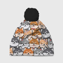 Шапка 3D c помпоном Веселые shiba inu