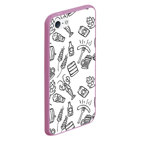 Чехол для iPhone 5/5S матовый Для любителя бани, цвет розовый - фото 3