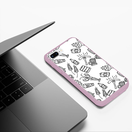 Чехол для iPhone 7Plus/8 Plus матовый Для любителя бани, цвет розовый - фото 5