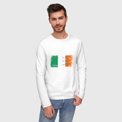 Лонгслив с принтом Для графики: флаг Ирландии для мужчины, вид на модели спереди №2. Цвет основы: белый