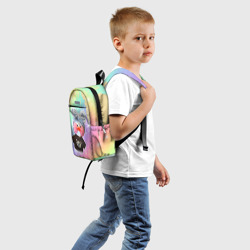 Рюкзак с принтом Уточка Лалафанфан Радуга для ребенка, вид сзади №1. Цвет основы: белый