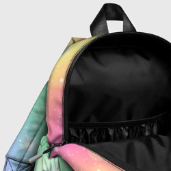 Рюкзак с принтом Уточка Лалафанфан Радуга для ребенка, вид на модели спереди №4. Цвет основы: белый