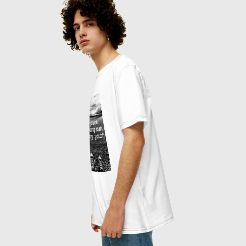 Мужская футболка хлопок Oversize с принтом Веселись юноша, в юности своей, вид сбоку #3