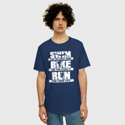 Мужская футболка хлопок Oversize Плавай, езди на велосипеде, бегай - фото 2