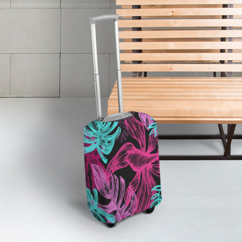 Чехол для чемодана 3D Папоротниковый неон, цвет 3D печать - фото 3