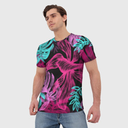 Мужская футболка 3D Папоротниковый неон - фото 2