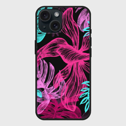 Чехол силиконовый для Apple iPhone 15 матовый Папоротниковый неон