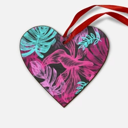 Деревянная игрушка Сердце Папоротниковый неон
