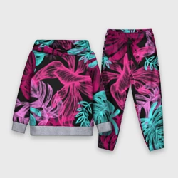 Детский костюм с толстовкой 3D Папоротниковый неон