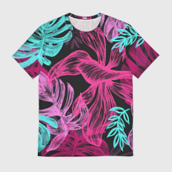 Мужская футболка 3D Папоротниковый неон