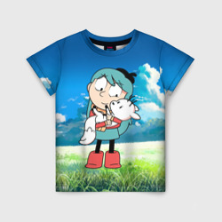 Детская футболка 3D Хильда в зеленом поле