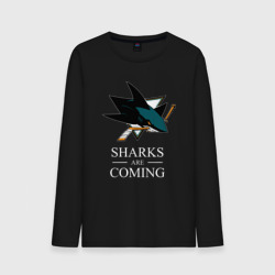 Мужской лонгслив хлопок Sharks are coming, Сан-Хосе Шаркс San Jose Sharks